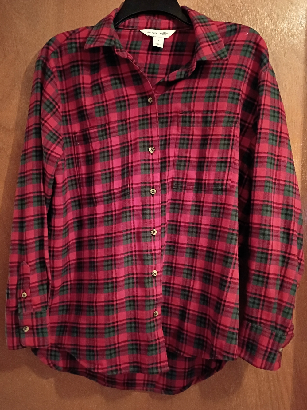 Old Navy Red and Green Plaid Button-Down Shirt